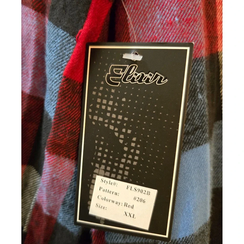 Elixir Flannel Shirt Mens XXL Red Blue Black Plaid Cotton Long Sleeve - Picture 5 of 10